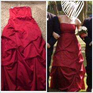 Long red strapless dress- Size 12